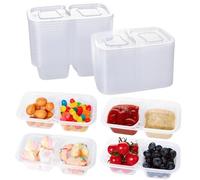 Surflyee 20PCS Double Compartment Condiment Containers, Reusable Snack Pack Containers, Snacks Pot with Lids 2 Compartments, Small Plastic Pots for Sauce Snacks, Microwave and Fridge Safe (Clear)