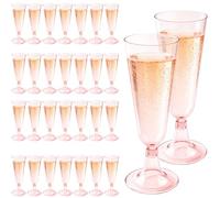 Surflyee 30 Pcs Pink Plastic Champagne Flutes, 150 ML Reusable Champagne Glasses, Plastic Prosecco Glasses, Pink Wine Cocktail Flutes for Parties, Wedding Toasts, Birthday, Bars, Anniversaries