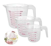 Surflyee 3pc Cooking Baking Measuring Jug Large 4-Cup (1 Litre), 2-Cup (500ml) and Small 1-Cup (250 ml) - Clear, Easy to Read Measurements - Cook with Accuracy