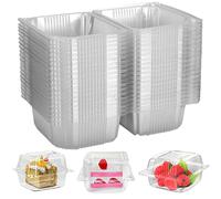 Surflyee 50 Pieces Cake Slice Boxes Individual, Cake Boxes for Cake Portions, 5.3 Inch Individual Cake Boxes for Muffin, Salad, Fruit, Biscuit, Suitable for Birthday Party, Wedding, Cake Shop