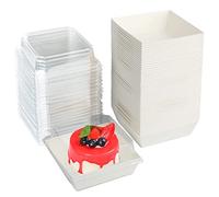 Surflyee 50PCS Cake Slice Boxes - Individual Cake Portions, Cupcake & Sandwich Boxes for Takeaway, Parties & Weddings (White)