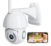 SURFOU 2K Security Camera Outdoor, 360° Pan-Tilt View, 3MP PTZ Auto Tracking Outdoor Camera wireless, Ip Camera, Motion Detection, 2-Way Audio, Color Night Vision, IP65 Waterproof, Cloud &SD Card