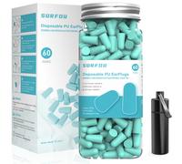 SURFOU 60 Pairs Green Foam Ear Plugs Sleep 38dB SNR Reusable Travel Study Case