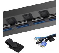 SURFOU 60 PCS Cable Tidy Under Desk, Self-Adhesive Hook and Loop Straps with Strong Sticky Back, Reusable Adjustable Organizers for Desk Setup, TV Cords and Home Office, Black