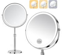 SURFOU 8-Inch Rechargeable Makeup Mirror with Lights - 10X/1X Magnifying Vanity