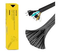 SURFOU Cable Sleeve Black 3.1m X 13mm, Tidy Wire Electric, Hide Wires Sleeves Tidying, Management Tidies Cables Desk Sheather Hiding Braided Sheathing