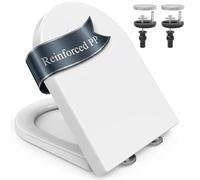 SURFOU D Shape Toilet Seat Soft Close, Reinforced PP Quick Release, White | 304 Stainless Hinges, Supports 200kg, Adjustable 9.4-16.4cm, for Elderly, Night Use, Easy Clean