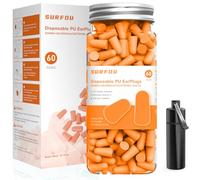 SURFOU Ear Plugs for Sleep 60 Pairs, 38dB Noise Reduction, Reusable, Ultra Soft Foam Earplugs, Comfortable for Side Sleepers, Travel, Concerts, Work & Study, Tangerine