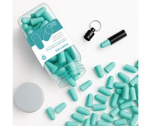 SURFOU Ear Plugs for Sleep 60 Pairs, Ultra Soft Foam Earplugs, 38dB Noise Reduction, Reusable, Ideal for Side Sleepers, Concerts, Travel, Work, Home & Study, Blue-Green