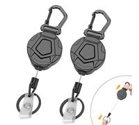SURFOU Key Fob Extendable Steel Cable Carabiner Stable, Lanyard Retractable Key Band with Drawstring, Extendable Yo-yo Strong Retractable Keychain Long for Children