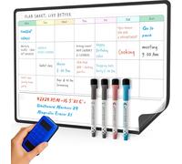 SURFOU Magnetic Whiteboard for Fridge Calendar, A3 Monthly Planner Dry Wipe Boa