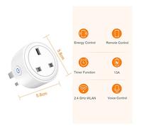 SURFOU Mini Smart Plug Wi-Fi Outlet 2Pcs, 13A Wireless Socket Works with Amazon Alexa, Google Home and SmartThings, Energy Monitoring, App Remote/Voice Control, Schedule and Timer, No Hub Required