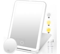SURFOU Rechargeable Travel Makeup Mirror with Lights, with 10X Mini Magnificati