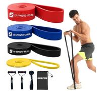 SURFOU Resistance Bands Set 4 Levels, Pull Up Assistance Band with Handles, Door Anchor, Training Poster & Carry Bag, for Muscle Toning, Stretching, Yoga & Home Workout for Men and Women