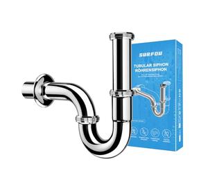 SURFOU Sink Drain Kit G 1 1/4", Drain Pipe Syphon Bathroom Stainless Steel Set, Washbasin Waste Tube, Drainage Kit Basin Outlet, Washbasin Overflow, Accessories