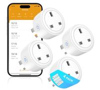 SURFOU Smart Plug Timer Socket Wi-Fi with Energy Monitoring, Mini Remote Control Plug Socket Works with Amazon Alexa, Google Home and SmartThings, App Smart Life/Tuya, No Hub Required, 13A, 4 Packs