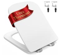 SURFOU Square Toilet Seat Soft Close, Quick Release UF, White, Standard | Heavy Duty UF Thermoset, Scratch Resistant, 200kg Capacity, Quick Release, for Standard Toilets