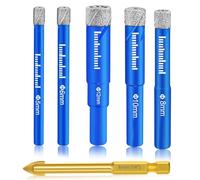 SURFOU Tile Drill Bits 5 Set 5, 6, 8, 10, 12mm, Diamond Drills for Tiles 6mm, Bit Tiles, Porcelain Drillbits, Drillbit Ceramic Glass Dry Stone Masonry Multi-material
