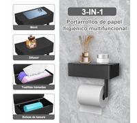 SURFOU Toilet Paper Holder No Drilling 3-in-1 Multifunctional Self-Adhesive with Wet Wipe Box Toilet Paper Holder Stainless Steel Suitable for Toilet/Bathroom
