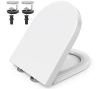 SURFOU Toilet Seat Soft Close, 0 Shape, Supports up to 200 kg, Quick Release & Adjustable Hinges for Easy Cleaning (White, D Shape PP)