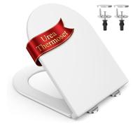 SURFOU Toilet Seat Soft Close, D-Shaped, Heavy Duty UF/Duroplast, Quick Release for Easy Cleaning, Scratch Resistant, White Bathroom Seat, Supports up to 200 kg, Stable with Rubber Fixings