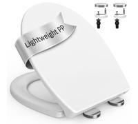 SURFOU Toilet Seat Soft Close Universal Oval, Quick Release Button, Adjustable Hinges, Heavy-Duty Top Fixings, Supports Up to 150kg, Easy DIY Installation, Non-Slip Bathroom Accessory, White
