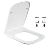SURFOU Toilet Seat Soft Close, Square Shape, Supports up to 200 kg, Quick Release & Adjustable Hinges for Easy Cleaning, Universal Fit, Easy Installation, PP Material, White
