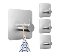 SURFOU Towel Holder No Drilling Four Towel Hooks Self-Adhesive Bathroom Towel Hooks Adhesive Wall Hooks Adhesive Towel Hook Clothes Hook for Bathroom Wall Kitchen Bathroom