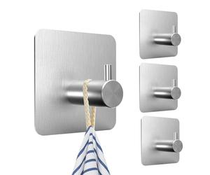 SURFOU Towel Holder No Drilling Four Towel Hooks Self-Adhesive Bathroom Towel Hooks Adhesive Wall Hooks Adhesive Towel Hook Clothes Hook for Bathroom Wall Kitchen Bathroom