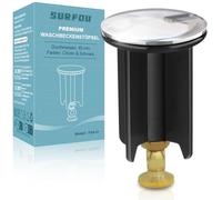 SURFOU Universal Height-Adjustable Sink Plug 40 mm Chrome Brass Drain Plug with Overflow Premium, Pop Up Drain Valve Drain Fitting Plug Sink Drain Fitting