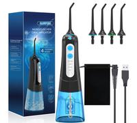 SURFOU Water Flosser for Teeth Cordless, 300ML Portable Oral Irrigator with 4...