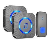 SURFOU Wireless Doorbell, Plug-in Door Chime Kit, 1 Transmitter 2 Receivers | 1300ft / 400m Range, Waterproof, 55 Melodies, 5 Volume Levels, LED Flash Door Entry Bell for Home Office