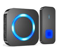 SURFOU Wireless Doorbell, Plug in Waterproof Battery Operated Cordless Electric Door Bell Chime Kit Operating at 1,300 Feet / 400M Long Range with 55 Ringtones 5 Volume and LED Flash, Black