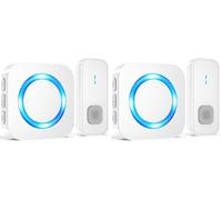 SURFOU Wireless Doorbell, Plug in Waterproof Cordless Electric Door Bell Chime Kit Operating at 1,300 Feet Long Range with 55 Ringtones 5 Volume and LED Flash (Pack of 2)