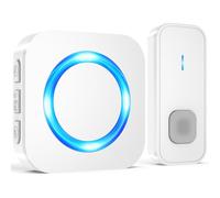 SURFOU Wireless Doorbell, Waterproof Door Bell Cordless Battery Operated at 1300ft Long Range, Plug in Electric Doorbell Wireless Chime Kit with 55 Melodies 5 Volume and LED Flash, White