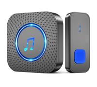 SURFOU Wireless Doorbell, Waterproof Wall Plug-in Cordless Door Chime Kit at 1300feet / 400m Range, Doorbell Cordless Battery Operated with 55 Melodies 5 Volume and LED Flash Door Entry Bell, Black