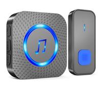 SURFOU Wireless Doorbell, Wireless Doorbell Set, 400M Range, Waterproof Home Door Bell with Receiver, Battery Operated, Wireless Transmitter with LED Flashing, 5V