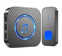 SURFOU Wireless Doorbell, Wireless Doorbell Set, 400M Range, Waterproof Home Door Bell with Receiver, Battery Operated, Wireless Transmitter with LED Flashing, 5V