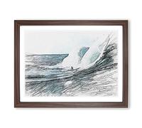 Surfs Up In Abstract Modern Art Framed Wall Art Print, Ready to Hang Picture for Living Room Bedroom Home Office Décor, Walnut A2 (64 x 46 cm)