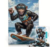 Surf's Up Monkey︰ Tropical Adventure Jigsaw Puzzles for Teenagers 1000 Pieces Logic Sense Toy Calm Fun Smooth Edge Birthday Gift (38x52cm)