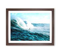 Surfs Up Painting Modern Art Framed Print | A2 Walnut Framed Wall Art | Ready to Hang | Modern Historical Picture | Living Room Bedroom Lounge Office
