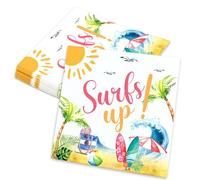 Surfs Up Party Decorations Napkins Pink Surf Birthday Party Supplies for Summer Hawaiian Beach Surfing Birthday Decorations