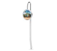 Surf's Up Surfboard Bookmark with Round Picture, Fun Book Marks 1.2" for Reading Women Men, Bookmarks Stainless Steel for Book Lovers Gift, Christmas, Birthday, Valentine’s