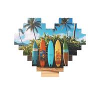 Surf's up Surfboard Building Brick Block Puzzle Heart Shaped, Personalized Picture Puzzles Photo Jigsaw Puzzles for Adults 3D Micro Building Blocks for Home Decor Bricks Set