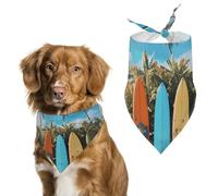 Surf's Up Surfboard Dog Bandanas for Feeding Grooming, Triangle Pet Bibs for Cats & Dogs Washable Fashion Pets Scarf for Party Travel 27.6 X 11.8 Inch