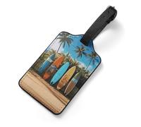 Surf's Up Surfboard Luggage Tag for Suitcase - PU Leather Suitcase Tags with Name ID Card & Adjustable Strap, Durable Scratch-Resistant Travel Bag Tag for Backpacks Gym Bags