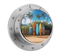 Surf's Up Surfboard Mechanical Kitchen Timer Digital Timer with Magnetic Base 60-Minute Visual Countdown Stainless Steel Timers for Cooking, Baking, Eggs & Classroom Use, Loud Alarm