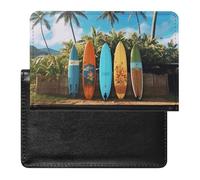 Surf's Up Surfboard Passport Holder Slim Travel Wallet RFID Blocking Card Case Cover Passport Cover Protector Essentials with Credit Card Slots for Women/Men