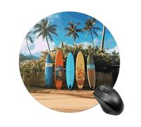 Surf's Up Surfboard Round Mouse Pad 7.8 Inch, Portable Gaming Mouse Mat with Non-Slip Rubber Base & Smooth Surface, Waterproof Mousepad for PC, Laptop, Computer, Office, Home