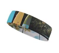 Surf's Up Surfboard Sports Sweatband 15" Polyester Hairband Absorbent Quick-Dry Headband for Running, Yoga